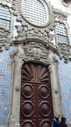 Portuguese tiles & door in side street Port
