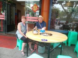 Drinking tea in Fengjie