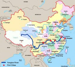 Map of China including the Yangtze River